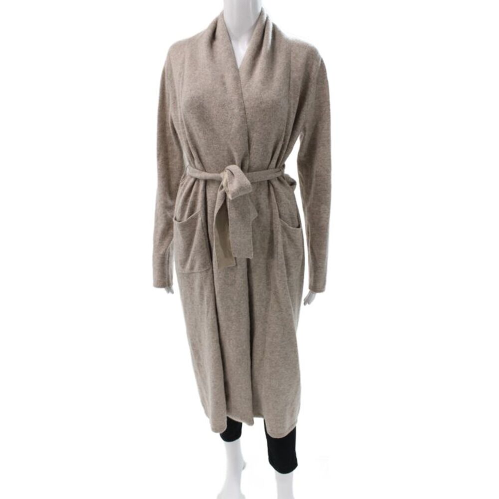 The Cashmere Project Women Cardigan V Neck 100%Cashmere Beige Longsleeve Size M